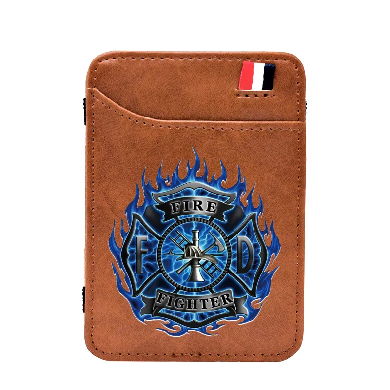 

Classic Fire control Firemen Wallet high quality leather magic wallets Fashion men Women money clips card purse cash holder