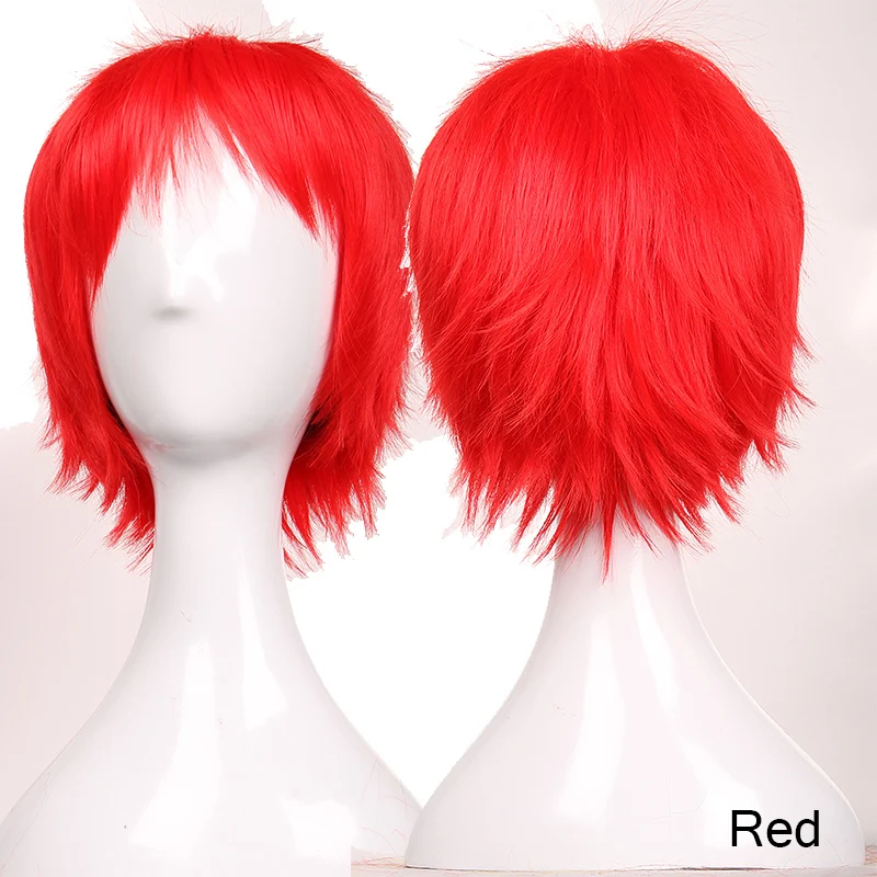 BENIHAIR, синтетический парик для косплея, белый, красный, зеленый, синий, розовый, желтый, парик, короткий слой, парик, накладные волосы, для мужчин и женщин, вечерние парики - Цвет: Red