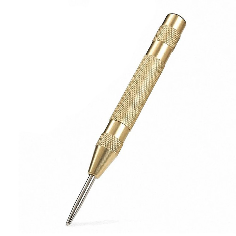 

New 5'' Automatic Center Pin Punch Spring Loaded Marking Starting Hole Tool Gold