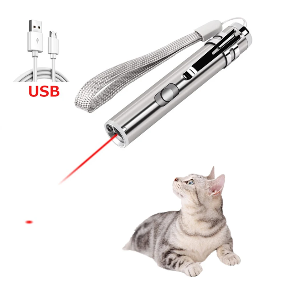 Кошки Лазерная Игрушка интерактивный USB Перезаряжаемый светодиодный световой указатель Упражнение тренировочный инструмент кошка Chaser игрушки 2 в 1 Многофункциональный Забавный