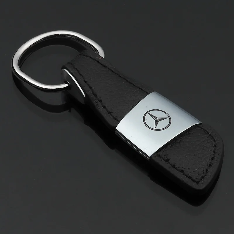 

Mercedes leather car logo metal key ring ring link pendant