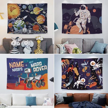 

Outer Space Astronauts Background Cloth Hanging Cloth Room Bedroom Wall Cloth Decoration Northern European Ins Wind Backg