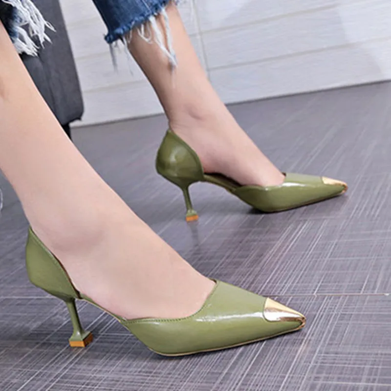 

Женские милые весенне-летние туфли из искусственной кожи с острым носком