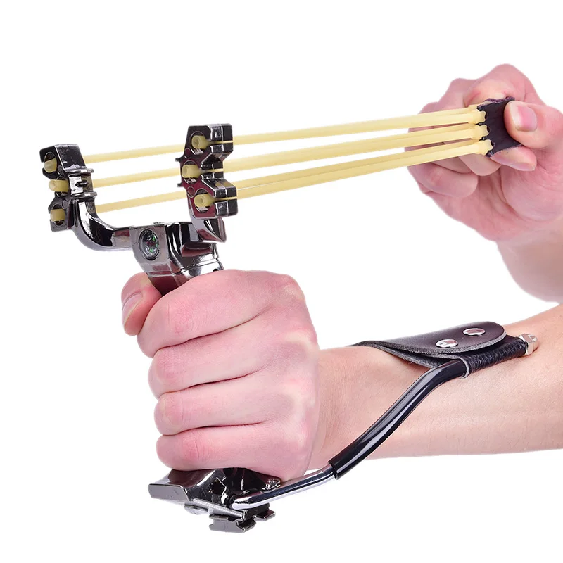 

Powerful Hunting Slingshot With Rubber Band Tubing PU Leather Catapult Professional Tactical Plastic Pocket Sling Shot Ball
