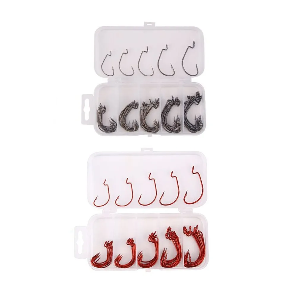 51Pcs/Set High-carbon steel Crank Hooks Irregular Shape Fish Hook Outdoor Fishing Tool Accessories with Tackle Box