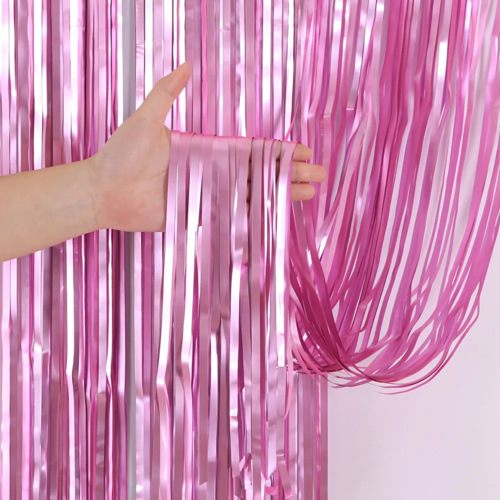 Pink 2 м 3M матовая металлическая фольга с бахромой Блестящий дождь занавес свадебная фотография фон настенные принадлежности - Цвет: Pink