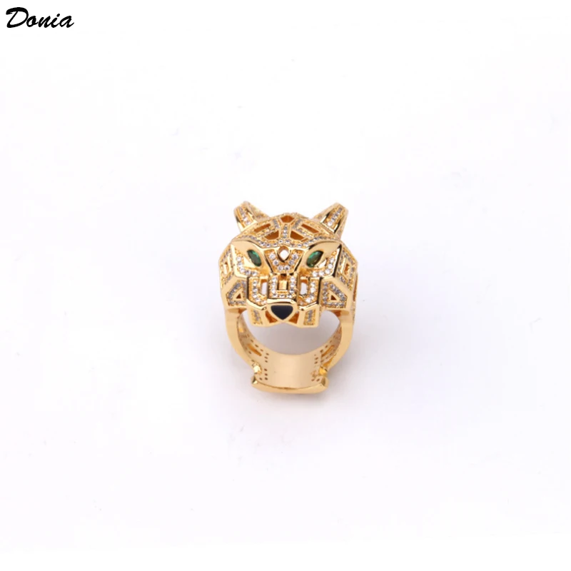 

Donia jewelry European and American fashion leopard head ring inlaid with AAA zircon luxury leopard head jewelry gift