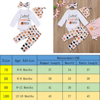 

Halloween Newborn Baby Boy Girl Clothes Pumpkin Romper Pants Outfit Set