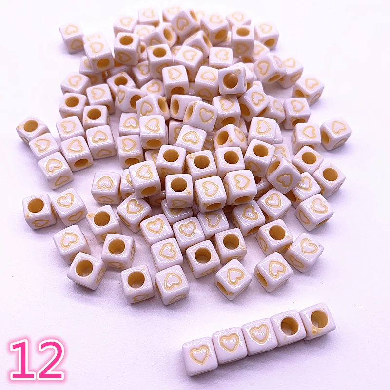 

NEW 50pcs/lot 7mm Love/Stars Alphabet Letter Acrylic Cube Beads for Jewelry Making DIY Bracelet Accessories #12