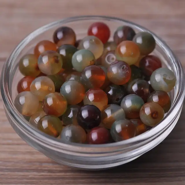 Round 4mm 6mm 8mm 10mm 12mm Natural Stone Rock Loose Spacer Beads lot for Bracelet Jewelry Making Findings DIY Crafts Peacock Agate