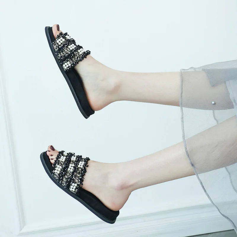 

Social Slipper Women's 2019 Summer New Style Versatile Fashion Outer Wear Simple Single-strap Slipper Flat Slippers Sandals