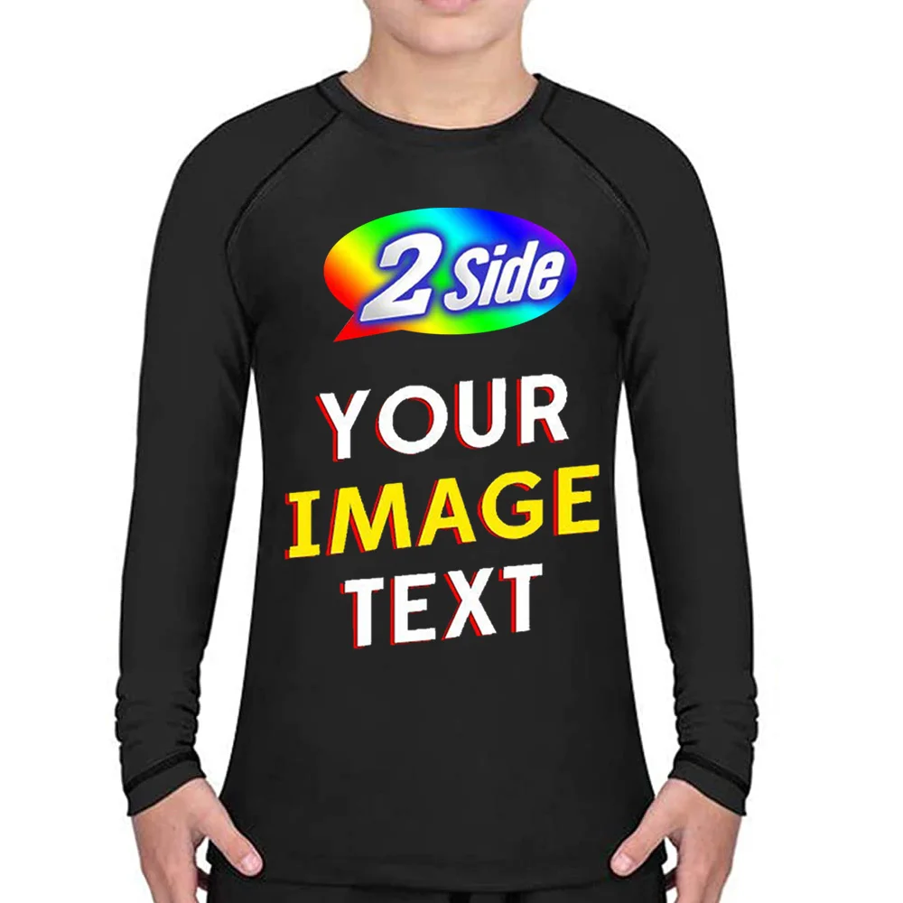 Make Your OWN Jersey Training T Shirts- Kids BJJ Rash Guard Compression Shirt-Long Sleeve