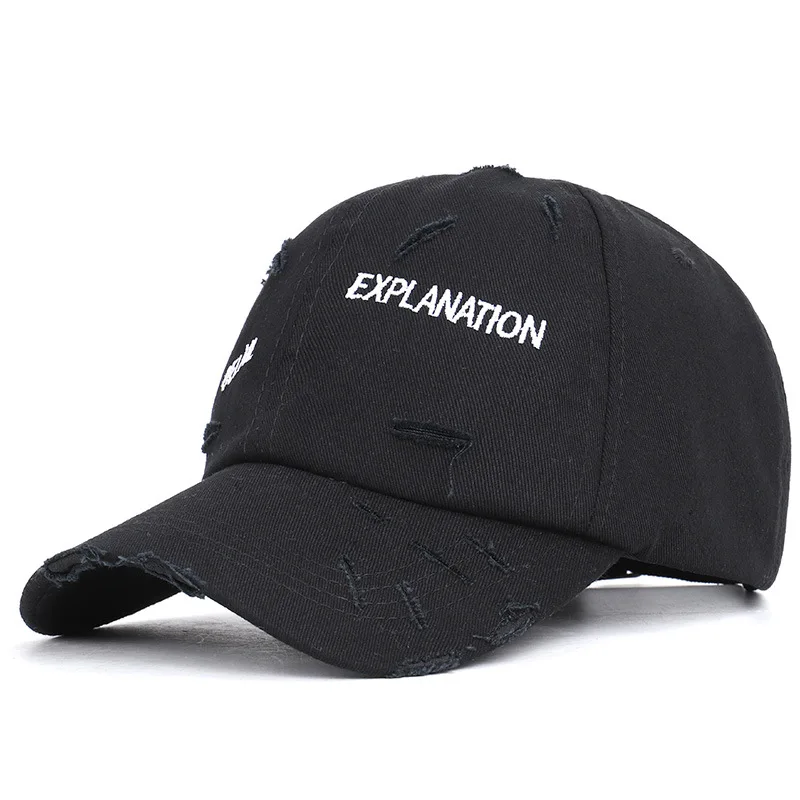 

Spring 2019 New Alphabet Cotton Hat Holes Make Old Men's and Women's Curving Hat Outdoor Sunshade Baseball Cap