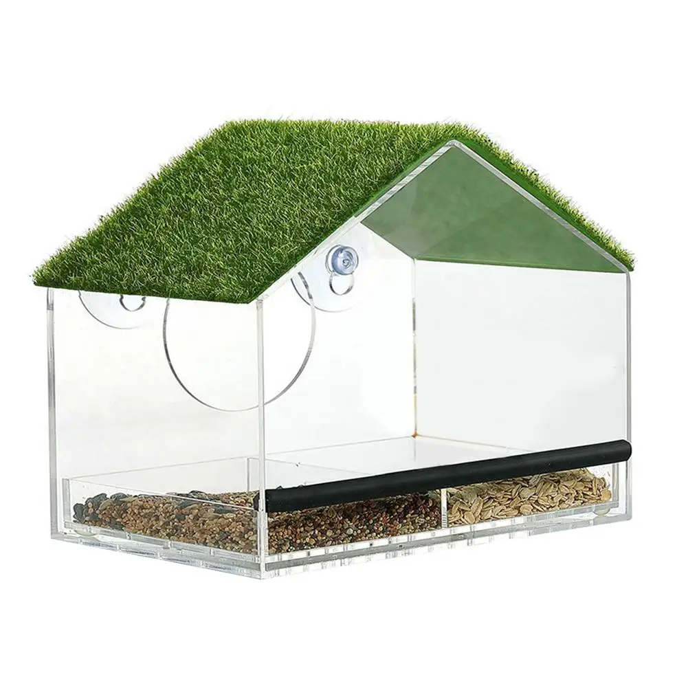 

Подвесная кормушка для диких птиц, прозрачный домик, птичий домик с присоской, акриловый открытый садовый контейнер для кормления