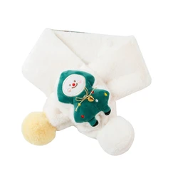Écharpes croisées en peluche pour enfants, accessoire de cou, pompon épais, pour noël 