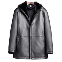 Новое поступление, мужская кожаная куртка из овчины, мужские норковые куртки, черные мужские куртки из козьей кожи, кожаные пальто с подкладкой из норки, зимние пальто