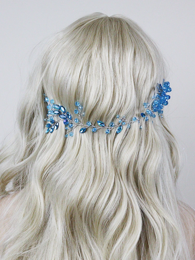 Bridal hair accessories Hair accessories Romantic Bridal Headbands Blue Crystal Hairband Rhinestone Women Headpieces Wedding Accessories for Party Bride Headdress Diadem
