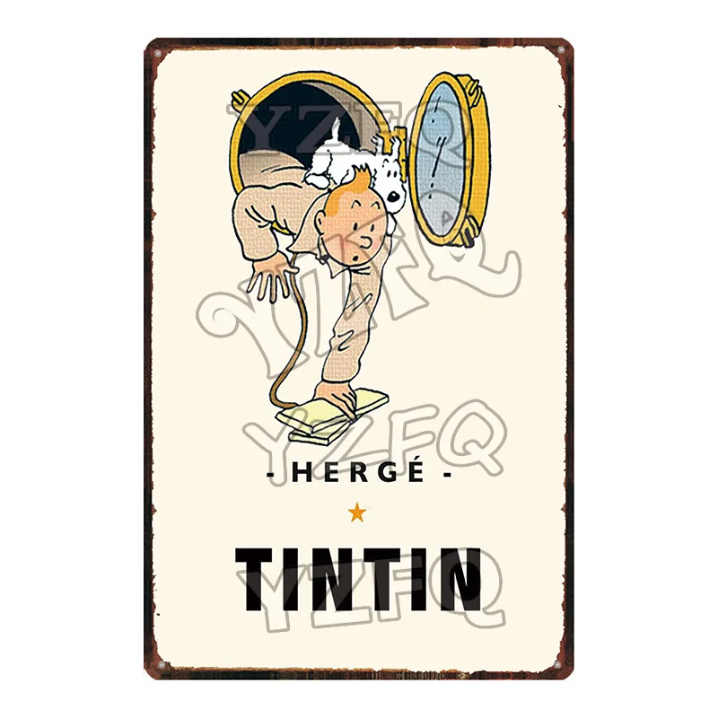 Adventures of Tintin Metal Sign Shabby Chic Vintage Style Cafe Wall Home Art Kids Room Decoration Unique Gift DU-5349A - Цвет: DU-5359