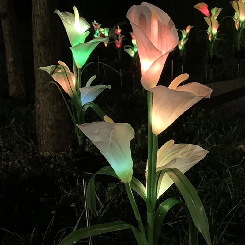 Solar Power LED Calla Flower Light Outdoor Yard Garden Lawn Yard 