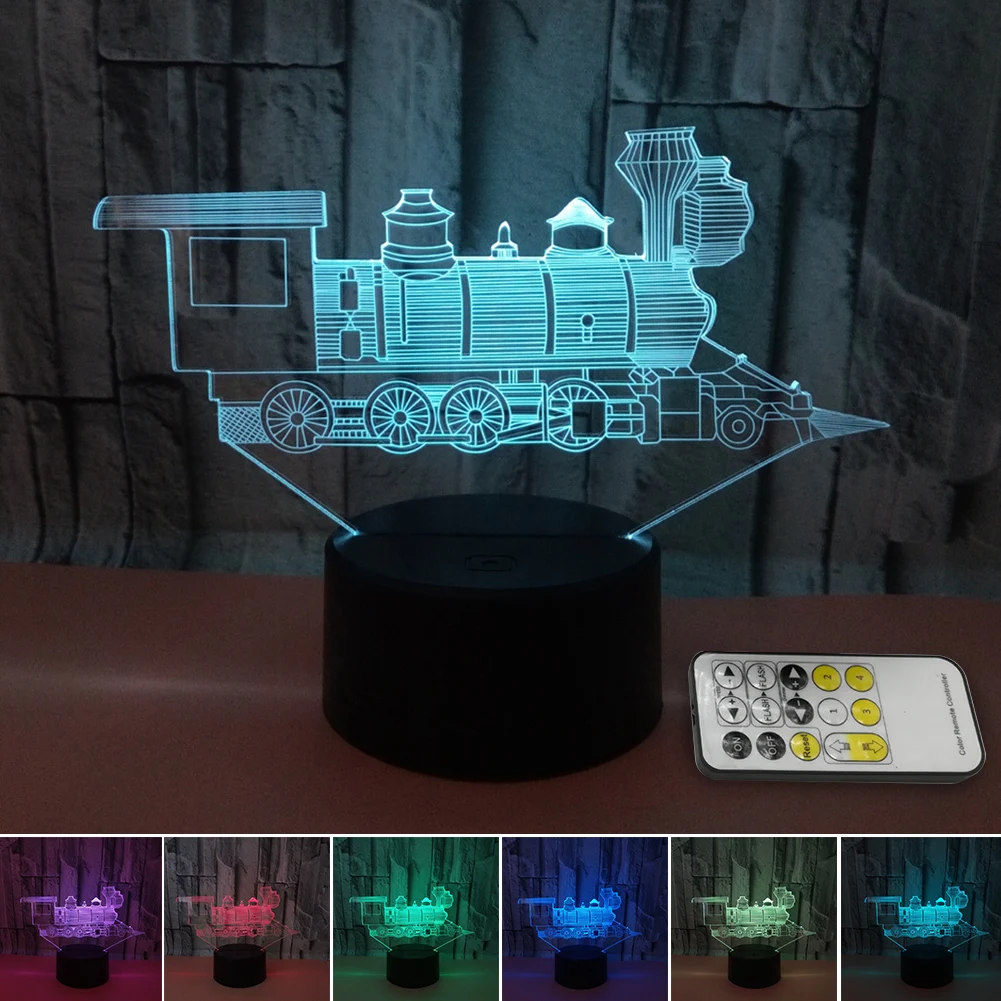 Забавный 7 цветов Изменение база 3D визуальный светодиодный ночной Светильник