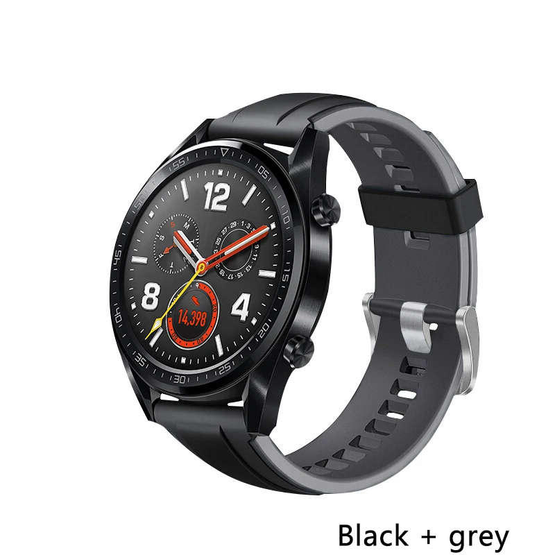 22 мм ремешок для huawei Watch GT/GT2 46 мм спортивный силиконовый ремешок samsung galaxy watch gear S3 Frontier amazfit gts Ремешок Браслет 46 - Цвет ремешка: Black Gray