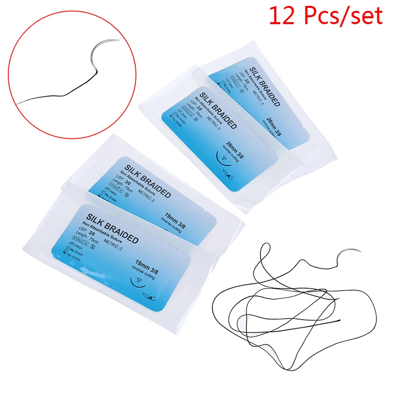 12Pcs-Medical-Needle-Suture-Silk-Braided-Monofilament-Thread-Suture-Practice-Kit (1)