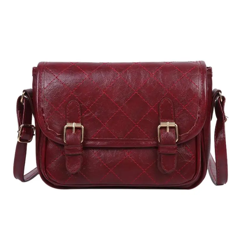 Лидер продаж, винтажные сумки через плечо bolsa feminina, женские сумки через плечо, кожаные одноцветные сумки-мессенджеры, сумки - Цвет: Wine Red