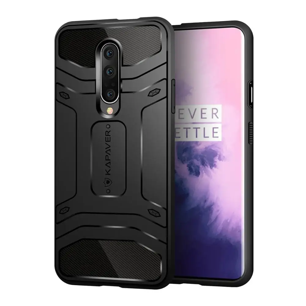 KAPAVER®Чехол для задней крышки, совместимый с OnePlus 7 Pro, жесткий прочный черный ударопрочный тонкий защитный чехол