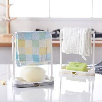 

1PC Rag Soap Rack Plastic Countertop Organizer Rack Removable Dishcloth And Sponge Drying Rack