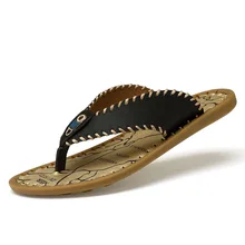 Летние мужские вьетнамки из натуральной кожи; сандалии с раздельным носком; мужские повседневные Тапочки