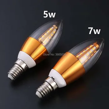 

10pc 5w/7w Led light candle flame bulb C35 Warm light 3000k E14 E26 E27 100v 110v 220v Tip/Tail Shape no glare sconce candelabra