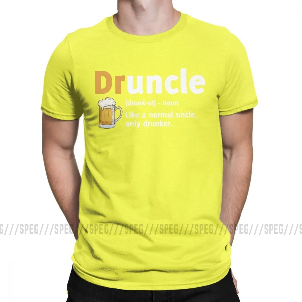 Druncle Drunkle Drunk Beer забавная футболка для мужчин с короткими рукавами, подарок для лучшего дяди, топы размера плюс, футболки, хлопковая футболка - Color: Yellow