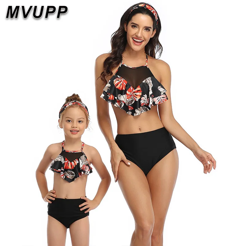 

Family Swimsuit Mommy and Me Clothes Bikini Beach Shorts mother daughter swimwear baby girl and mom Outfits family maching look