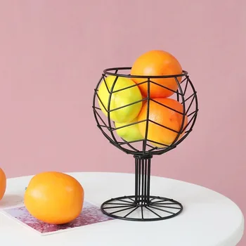 

Creative Wine Glass Wrought Iron Snack Storage Basket Snack Tray Dessert Fruit Basket for Home Table Decor Party Fruit Tray