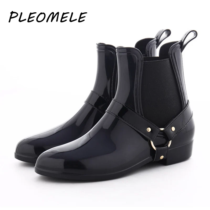 

Women's Rubber Ankle Rain Boots Black Fringe Causal Snow Booties Female Waterproof Slip On Chunky Footwear Shoes Drop Shipping