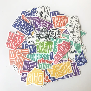 

50pcs/lot States of the World PVC Stickers for Laptop Skateboard Home Decoration Car Scooter Decal Waterproof Stickers