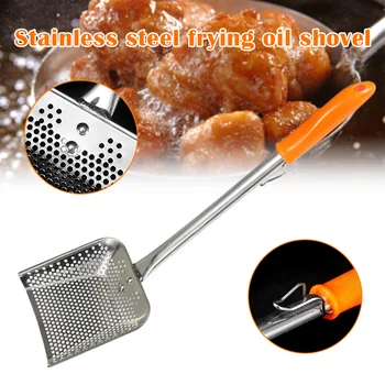 

Frying Oil Spill Shovel Skimming Spoon Square Stainless Steel Skimmer for Kitchen Deep Fryer Pasta Spaghetti Noodle VJ-D