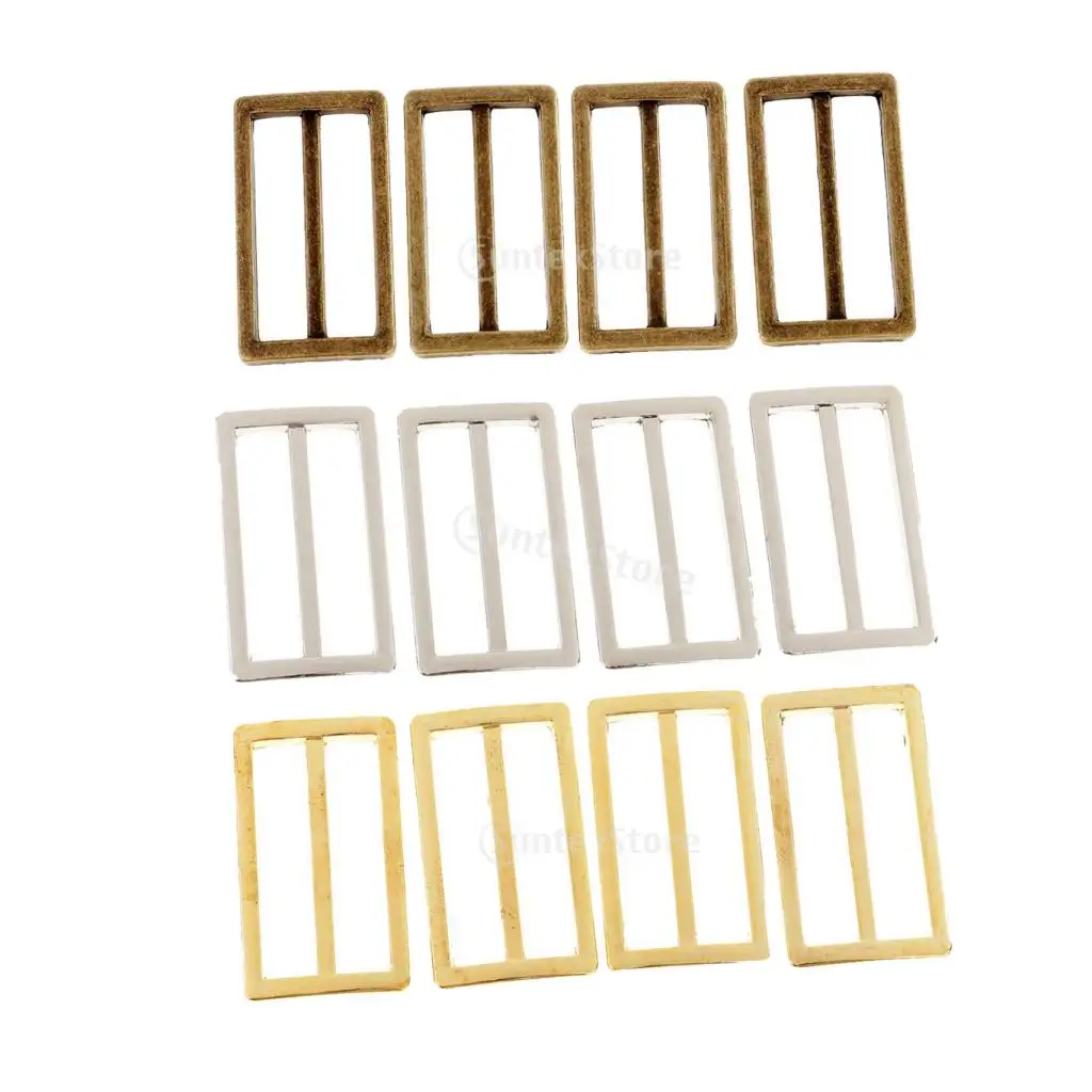 4Pc Metal Sliding Bar Tri-glide Roller Buckles 38mm Strap Webbing Slider For Bag