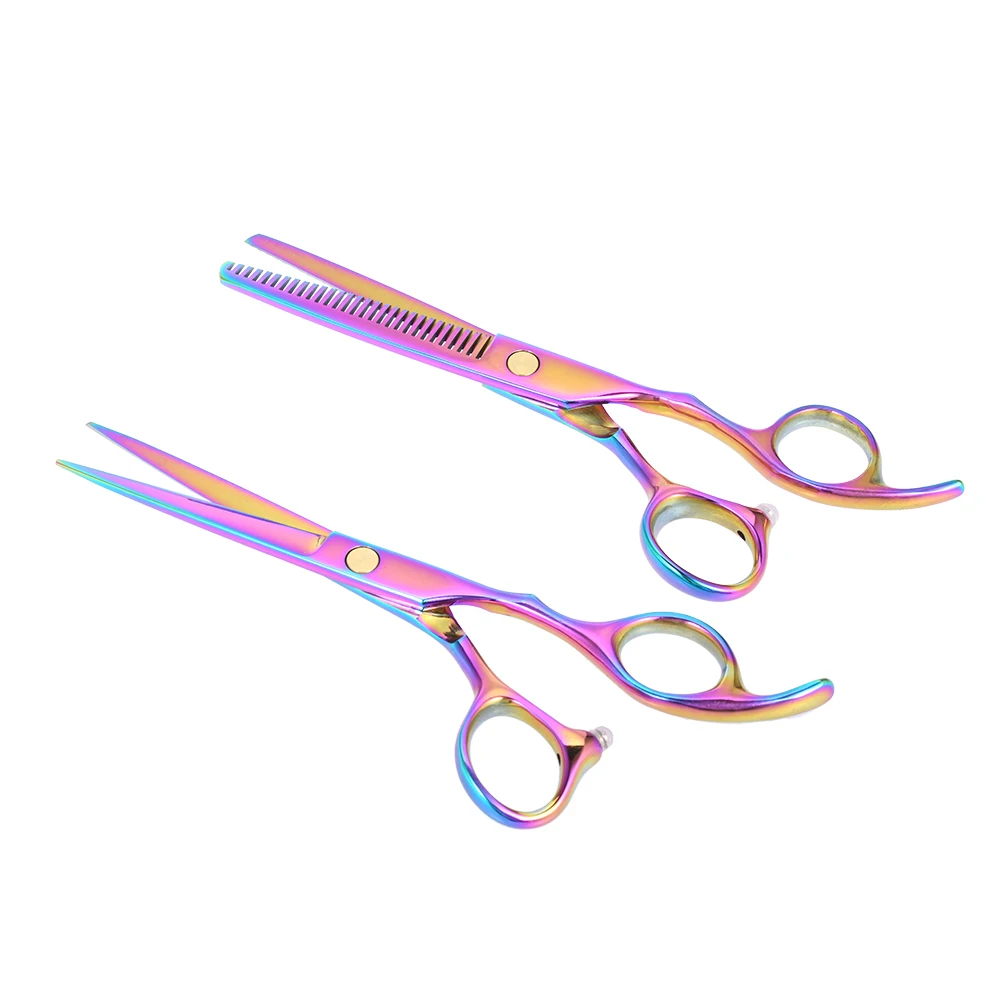 

2Pcs Salon Cutting Tools Hair Shear Thinning Scissor Set Cambered Top Barber Hairdressing Styling Haircut Tool for Adult Baby