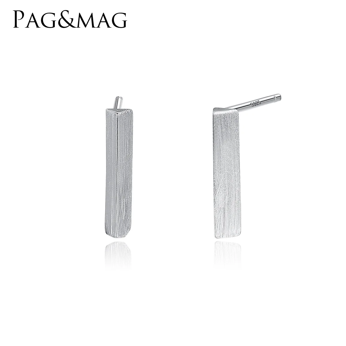 PAG & MAG НОВЫЕ геометрические серьги гвоздики S925 в полоску простые