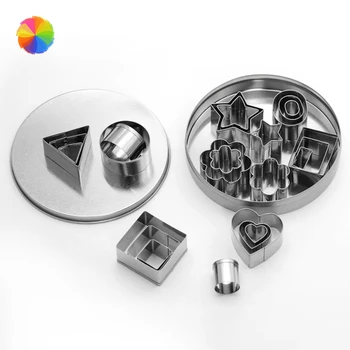 

24 Pcs/set Stainless Steel Cookie Cutter Fondant Cake Baking Mold Round Heart Flower Star Shaped Biscuit Decorating MouldsCY
