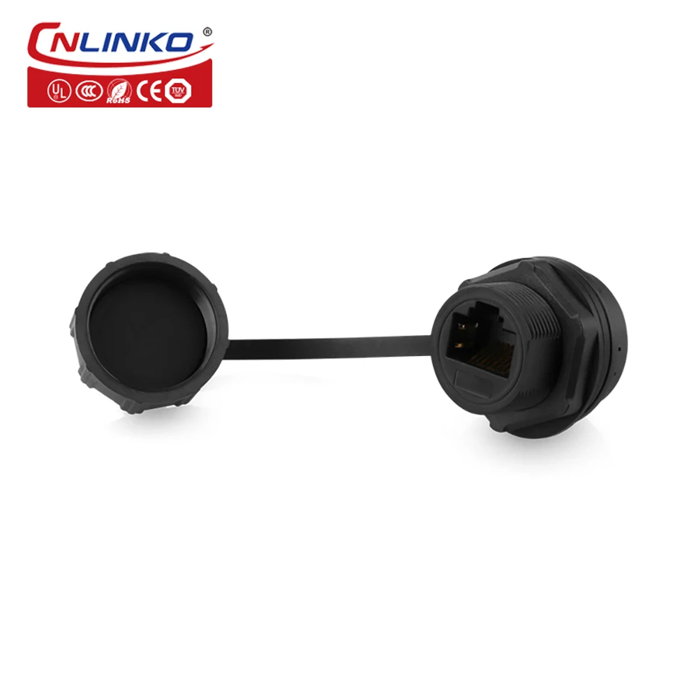 CNLINKO LP-20 RJ45 Presa Da Pannello, Connettore Ethernet CAT6 RJ45 Presa A Foro Singolo IP68 Connettore Impermeabile M20 (Presa Giallo RJ45 A 4 Fori - Foto 5