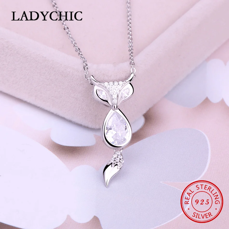 

Женская подвеска в виде лисы LADYCHIC, кулон из стерлингового серебра 925 пробы с инкрустированным фианитом, 2 карата, LNS1019
