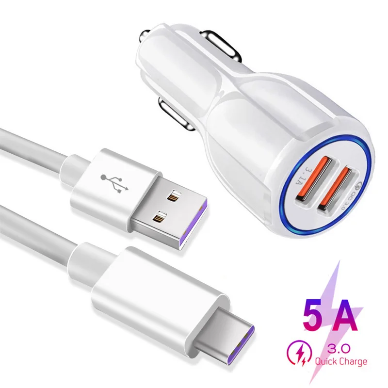 5A usb type C супер зарядный кабель для huawei P30 P20 Pro lite mate 30 20 10 Pro P10 Plus lite type-C QC 3,0 Автомобильное быстрое зарядное устройство