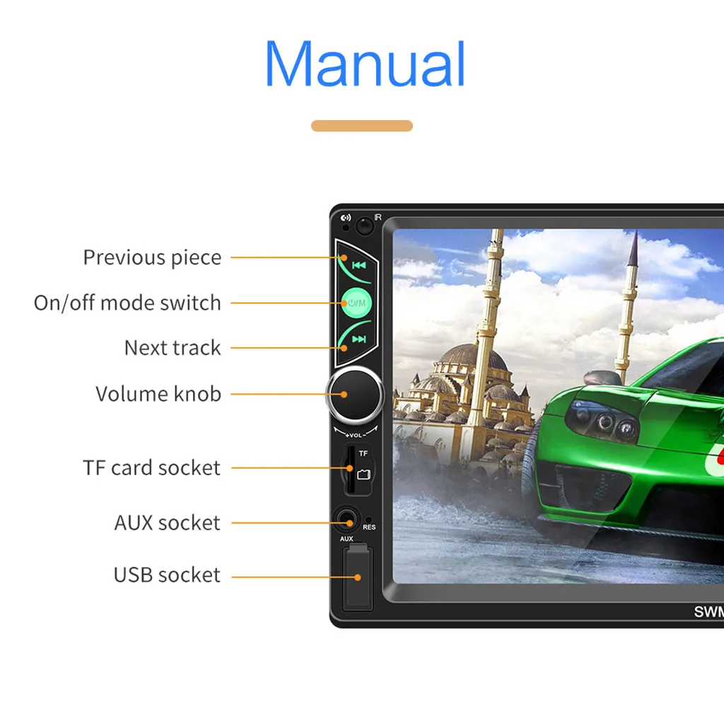 Многофункциональный 7 дюймов HD сенсорный экран-большой экран автомобиля BT MP5 зарядное устройство для автомобиля с MP3 карты Автомобильный DVD заднего вида функциональных мобильных Интернет# P20