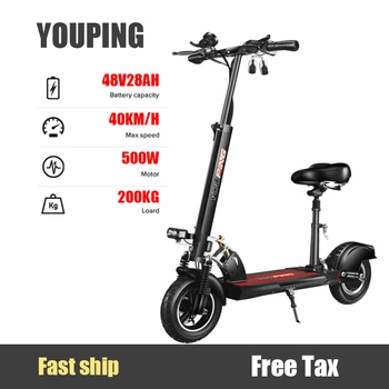 Günstige YOUPING BSK-900 500W Erwachsene Faltbare Aluminium Legierung Elektrische Roller 10 Zoll 48V28AH Patinete Schritt E-roller Mobilität Roller