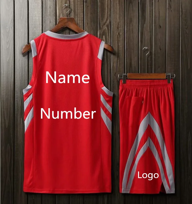 Пользовательское имя и номер Новая баскетбольная форменная одежда взрослые и детские размеры двойная карманная игра спортивная одежда ракета