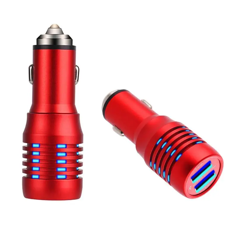 QC3.0 Dual USB Car Phone Charger Quich Charging Adapter with LED Light for iPhone Samsung Galaxy Xiaomi Huawei HTC phone
