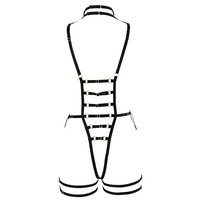 Red sexy hollow cage bra sling adjustment tight-fitting belt bridal leg garter belt Gothic tight-fitting cage bondage suspender