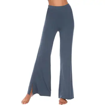 

Women Soft Sleepwear Solid Split Wide Leg Casual Loose Fit Lounge Pajama Pants